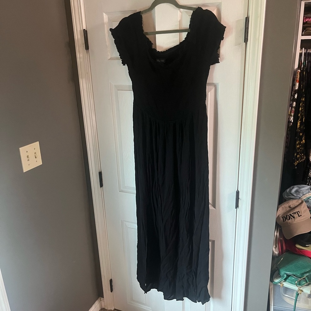 NWT City Chic Black Smocked Maxi Sundress